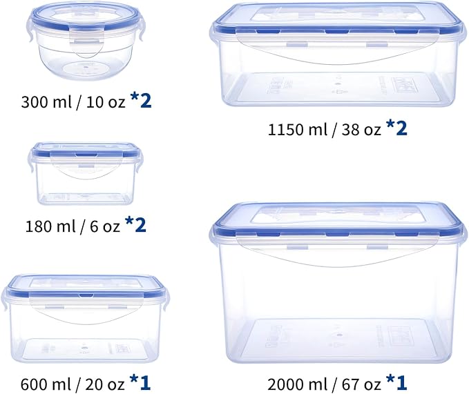 KIGI Food Storage Containers, 4-Sided Locking Lids, Airtight & Stackable - Image 2