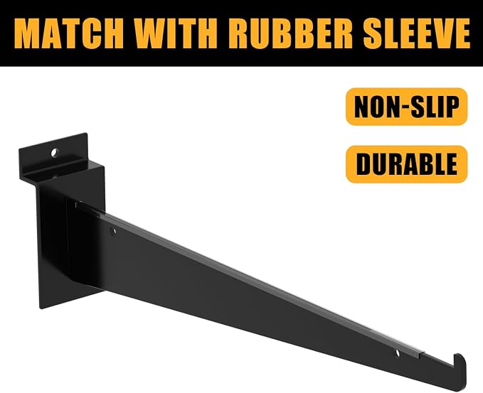 12" Black Slat Wall Shelf Brackets, Floating Metal Slat Wall Accessories - Image 2
