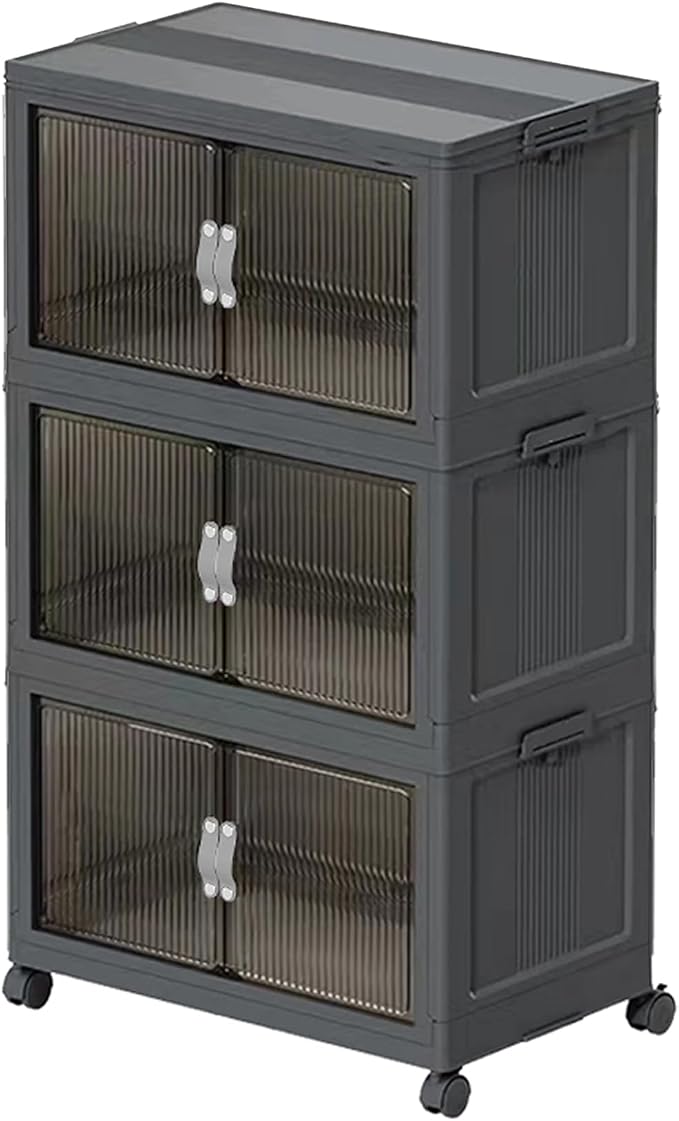 Stackable Storage Bins with Lids Open Front, 155Qt Large Plastic Foldable by ONAIL