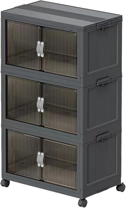 Stackable Storage Bins with Lids Open Front, 155Qt Large Plastic Foldable by ONAIL