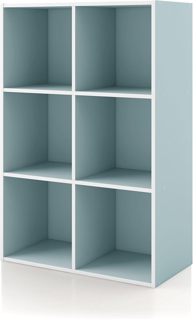 Homes: Inside + Out Apexa 6-Cube Storage Organizer Shelves, Stackable Wood by HOMESInsideOut