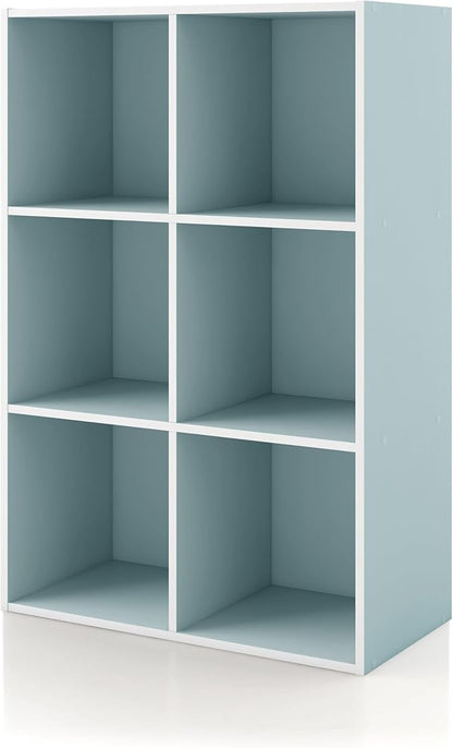 Homes: Inside + Out Apexa 6-Cube Storage Organizer Shelves, Stackable Wood by HOMESInsideOut