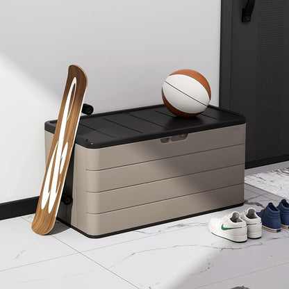 ZZM 110 Gallon Lockable Resin Deck Box, Waterproof Outdoor Storage Box - Image 3