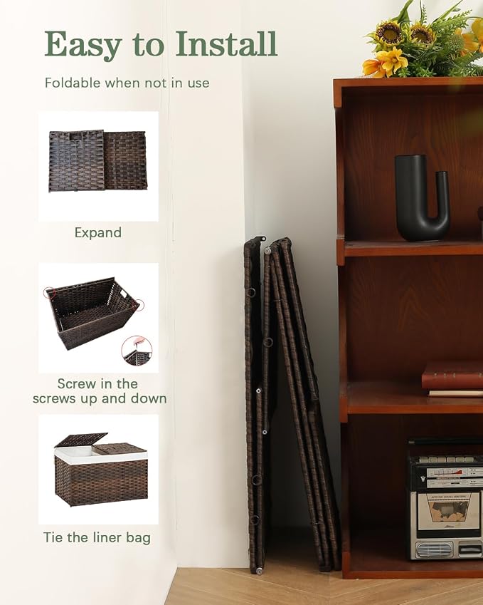 SETVSON Storage Basket with Lid Wicker Baskets - Image 6