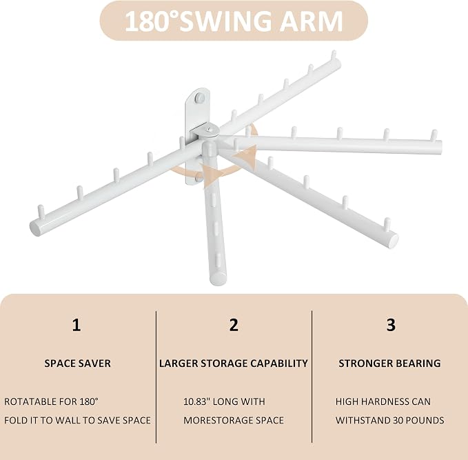 Mooche Swing Clothes Hanger Rack, Garment Racks Folding Clothes Bar Wall Mounted - Image 2