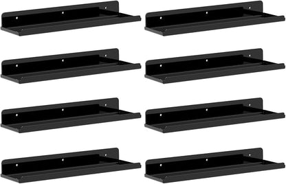 Lifewit Floating Shelves for Wall, 8 Pack Black Acrylic Shelf 15" Room Decor by Lifewit