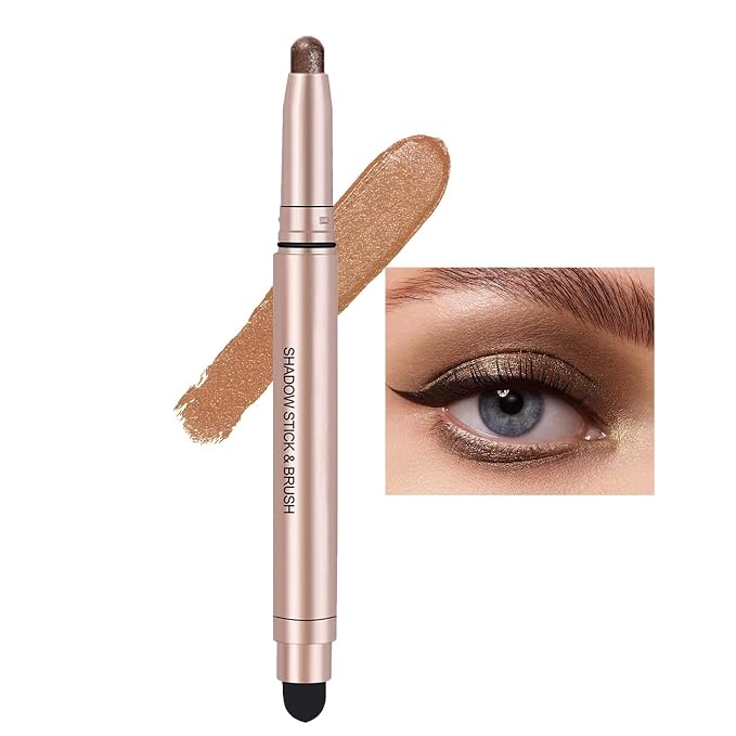 Brown Eyeshadow Stick, Smooth Cream Shimmer Single Eyeshadow Pencil, High - Image 2