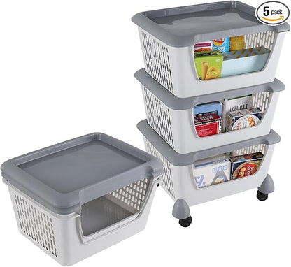 5-Tier Stackable Storage Bins, Organizer Basket by Afromy