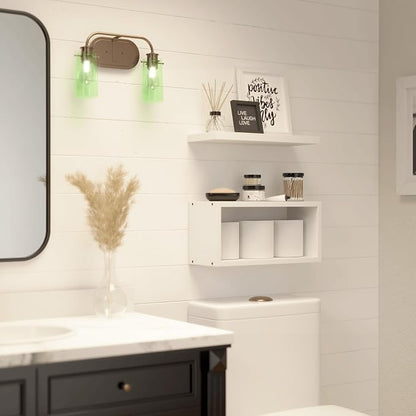 RICHER HOUSE White Floating Shelves Bathroom, Small Wall Shelf Over Toilet | - Image 5