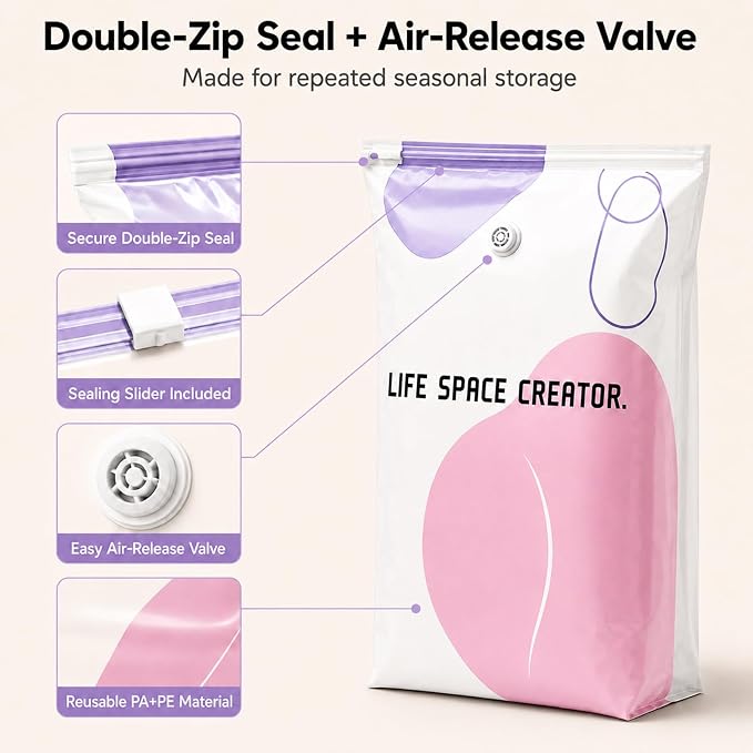 3 Pack No Pump Vacuum Storage Bags, 23.6 x 12.6 x 39.4 in | Large capacity - Image 5