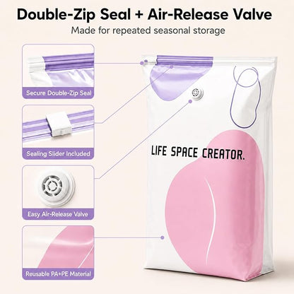 3 Pack No Pump Vacuum Storage Bags, 23.6 x 12.6 x 39.4 in | Large capacity - Image 5