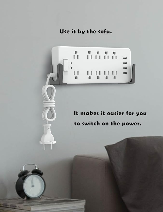 Power Strip Wall Mount Holder, Under Desk Power Strip Holder, Punch Free Socket - Image 3
