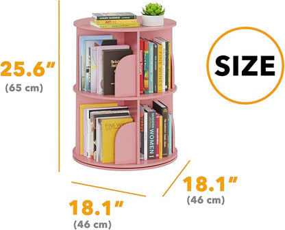SpaceAid 2 Tier Rotating Bookshelf Tower, Spinning Bookcase Lazy Susan - Image 2
