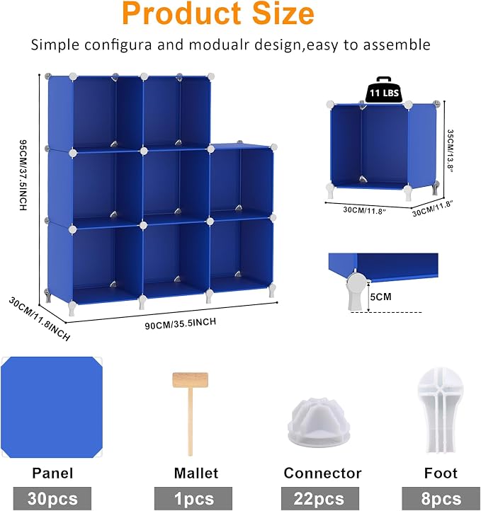 AWTATOS Cube Storage Organizer, 8 Cube Closet Organizers Stackable, DIY Plastic - Image 3