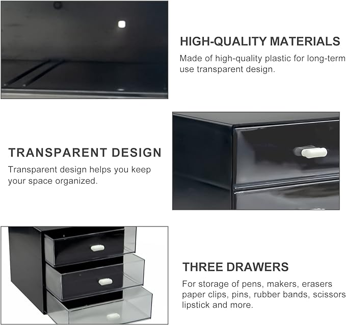 Desk Organizer with Drawer, Desk Storage Box, Plastic Office Stationery - Image 5
