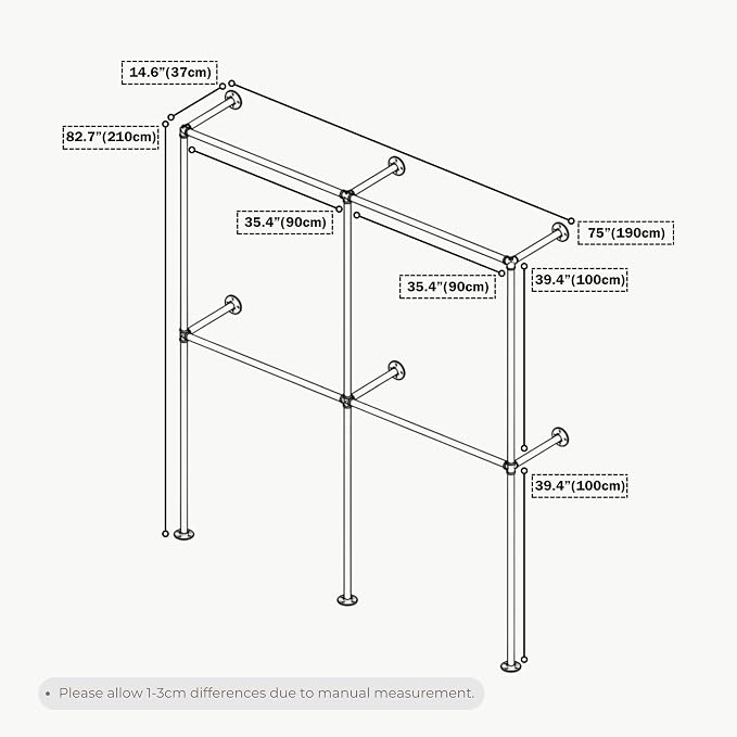 Industrial Pipe Clothing Rack, Heavy Duty Wall Mounted Clothes Rack, Retail - Image 7