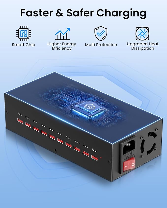 200W USB~c Charging Station, 20 Port USB Charger Block, Fast Charging Station - Image 6