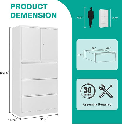 SISESOL 3 Drawer Lateral File Cabinet - Image 3