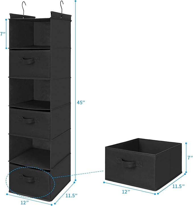 MAX Houser 6 Tier Shelf Hanging Closet Organizer, Closet Hanging Shelf - Image 3