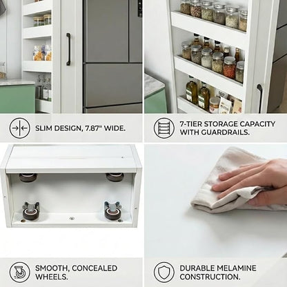 Slim Rolling Storage Cart, 7-Tier Pull-Out Spice Rack - Image 5