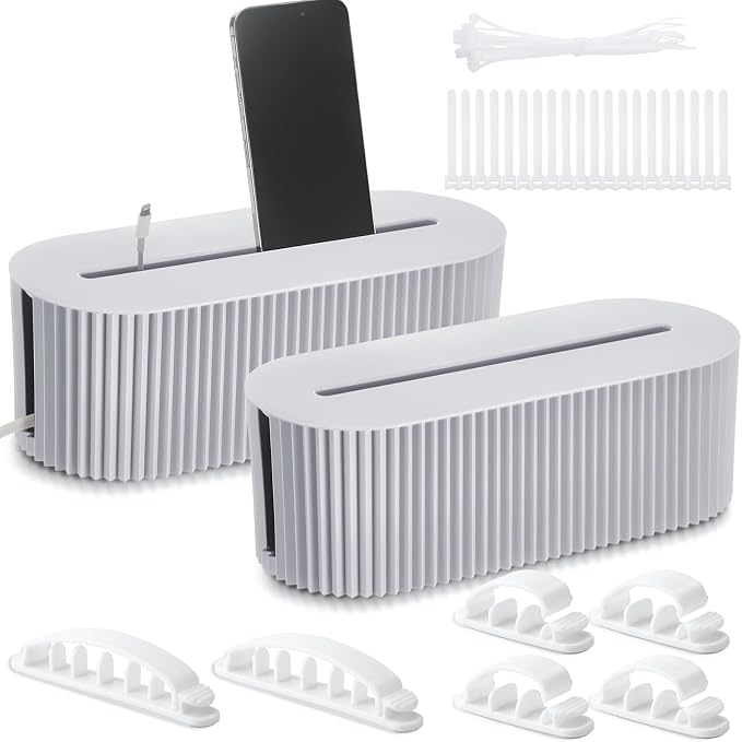 Marsui 2 Pcs Gray Cable Management Organizer Box by Marsui
