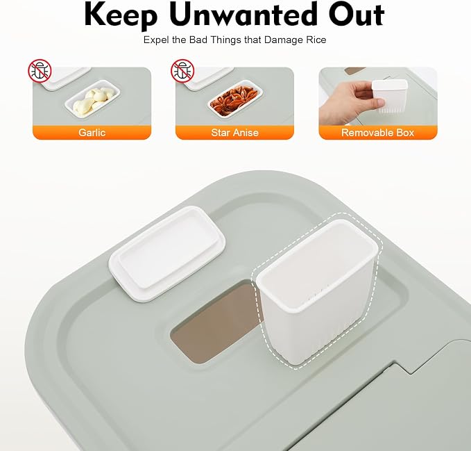 Large Storage Container 22lbs Rice Dispenser Large Rice Cereal Storage Flour - Image 4