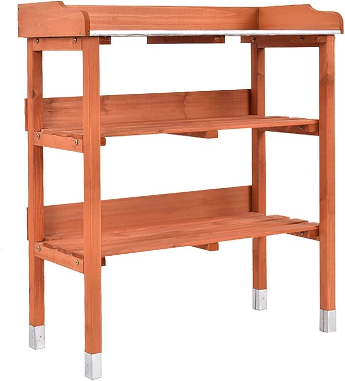 New Outdoor Garden Wooden Potting Bench Work Station Table Tool Storage Shelf - Image 7