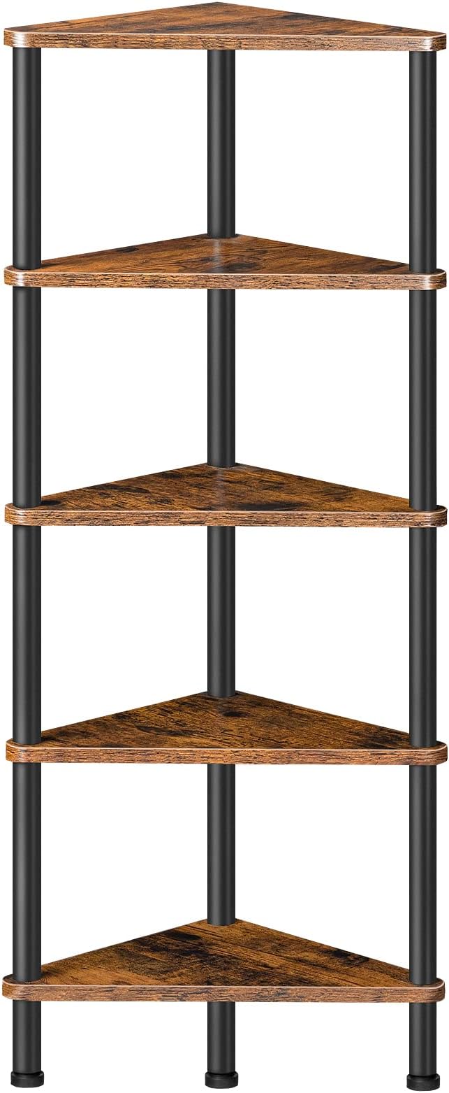 HOOBRO Corner Shelf Stand, Industrial 5-Tier Corner Bookshelf by HOOBRO