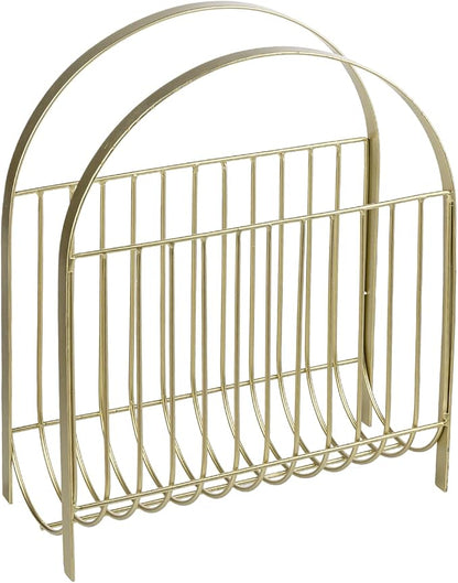 MyGift Deluxe Mid Century Brass Tone Metal Wire Magazine Holder Rack, Table or - Image 7