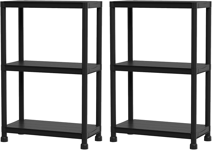 GIANTEX 3-Tier Heavy-Duty Plastic Storage Shelves | Freestanding Garage by Giantex
