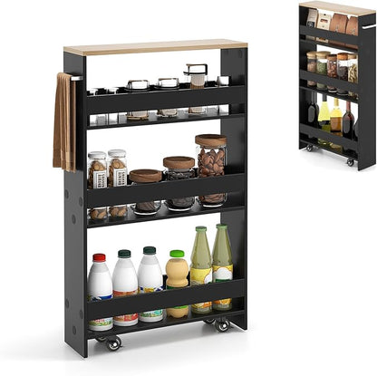Slim Storage Cart, 4 Tier Rolling Storage Cabinet by DREAMADE