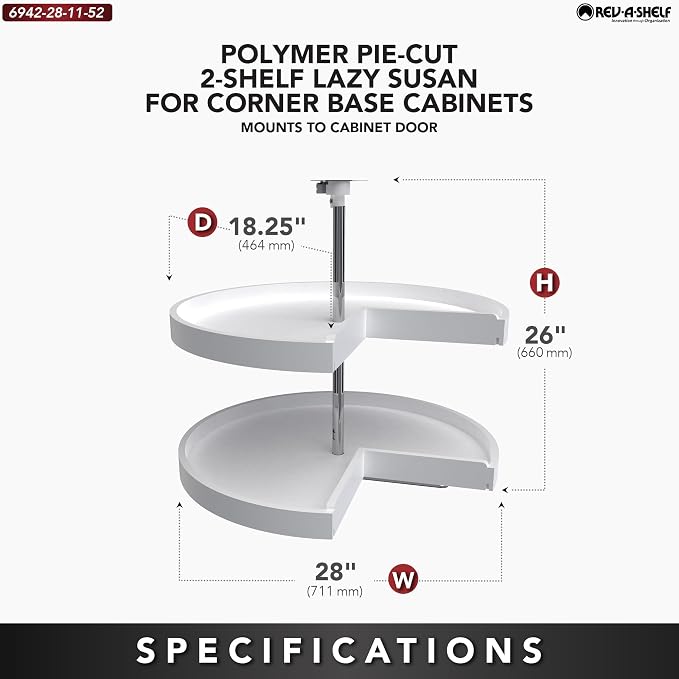 Rev-A-Shelf 2 Tier Pie-Cut Lazy Susan - Image 2