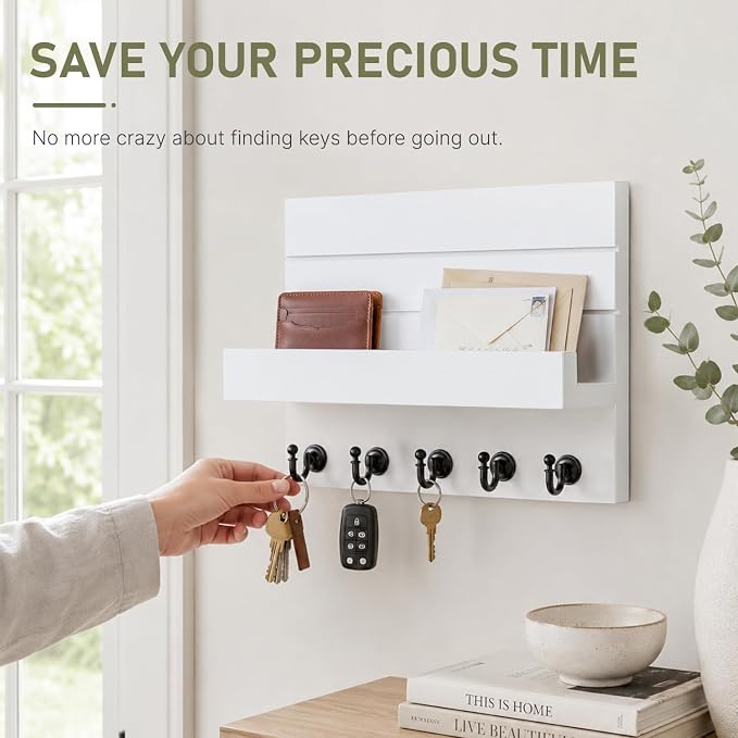 HONJIN Key Holder for Wall: Easy Installation Mail Organizer Wall Mount Hanging - Image 3