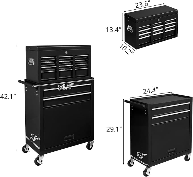 TUFFIOM 8-Drawer Rolling Tool Chest, Tool Storage Cabinet w/Lockable Wheels - Image 9