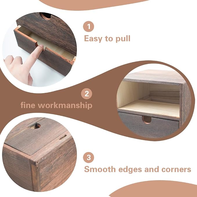 2-Drawer Desk Organizer Rustic Wooden Drawer Organizer - Image 5