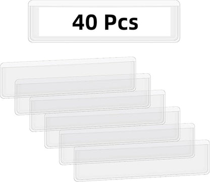 40 Pack Self Adhesive Label Holders Adhesive Clear Shelf Tag Plastic Index Card by Unknown