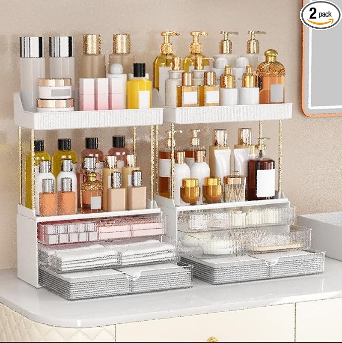 caktraie 2 Pack Bathroom Counter Organizer by shoeboxesanddeskorganizers