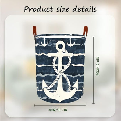 Laundry Baskets 15.7x19.7 Inch Large Nautical Anchor Design Collapsible Laundry - Image 3
