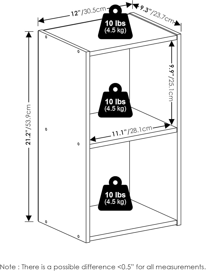 Furinno PASIR Book Shelf, 2-Tier Modern Bookshelf, Open Shelves Cube Bookcase - Image 2