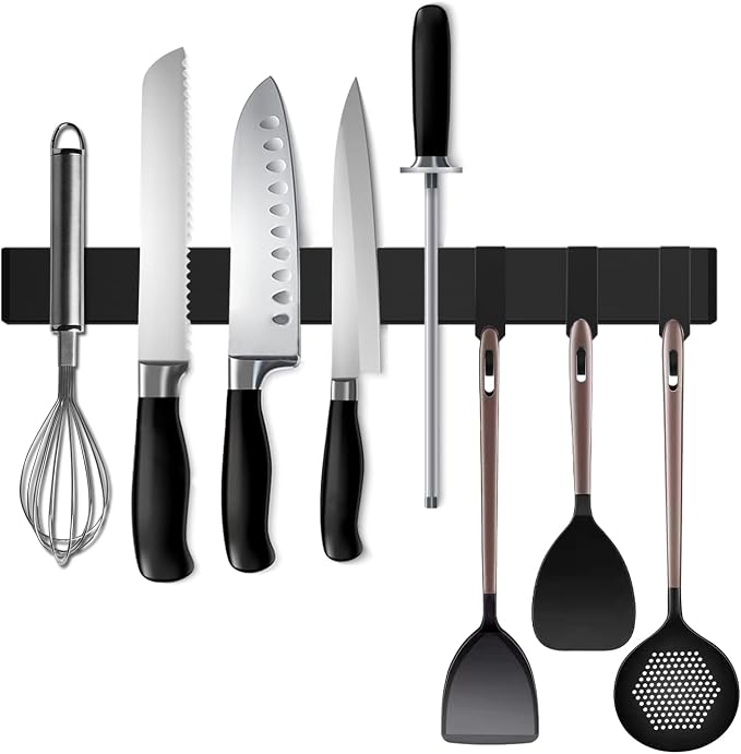 Black Magnetic Knife Strip for Refrigerator by Sublibelief