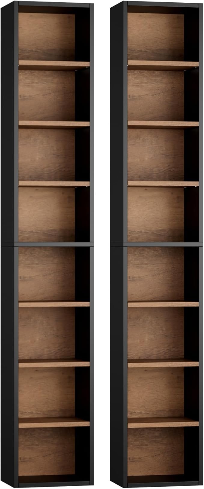 FOTOSOK 2 Pcs 71'' Tall Narrow Bookshelf, 8-Tier Media Tower Rack Set of 2 | CD by FOTOSOK