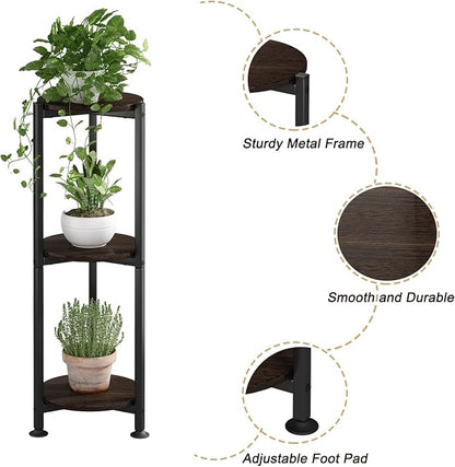 Plant Stand Indoor Outdoor 2 Tier Tall Metal Corner Storage Tiered Plant Shelf - Image 4