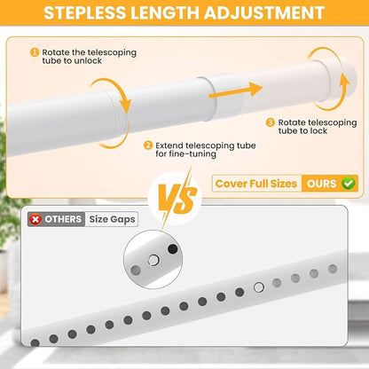 Closet Rods for Hanging Clothes, 17-99 Inch No-Cut Stepless Adjustable Closet - Image 2
