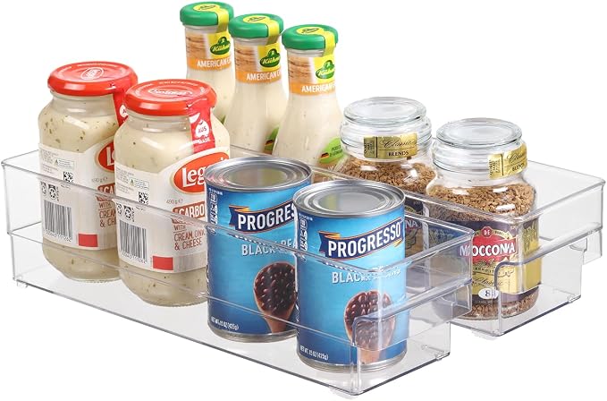 Plastic Storage Bins, 2 Pack Stackable Fridge Organizer Bins, Freezer Storage by Bronkeeper