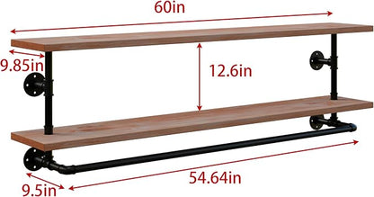 Clothes Rack 60in, 2-Tier Wall Mounted Garment Rack - Image 4