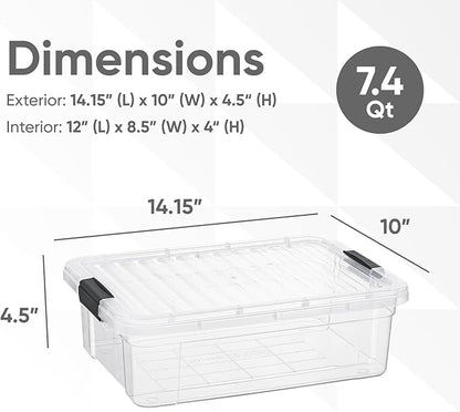 Superio Storage Bins with Lids- 8 Pack, 7.4 Qt Clear Boxes - Image 2