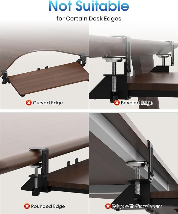 Small Keyboard Tray Under Desk, Pull Out Keyboard & Mouse Tray - Image 6