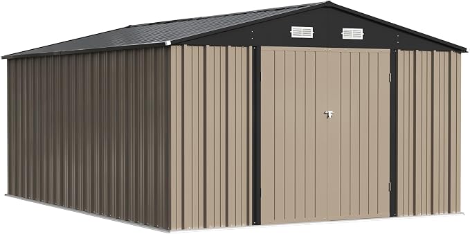 Patiowell 10x14 FT Storage Shed, Outdoor Metal Steel Garden Shed - Image 7