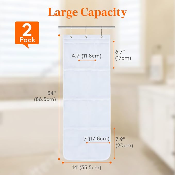 Lifewit Cruise Essentials Shower Caddy Must-Have, 9 Pockets Hanging Bathroom - Image 2