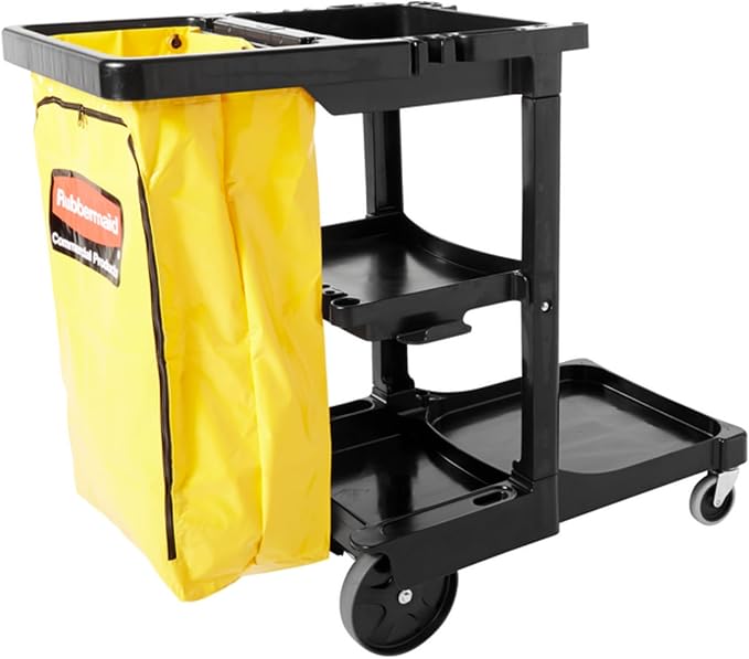 Rubbermaid Commercial Traditional Janitorial 3-Shelf Cleaning Cart, Wheeled by RubbermaidCommercialProducts